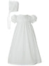 Baby Girls White Poly Cotton Lace Trim Bonnet Christening Gown NB-24M - SophiasStyle.com